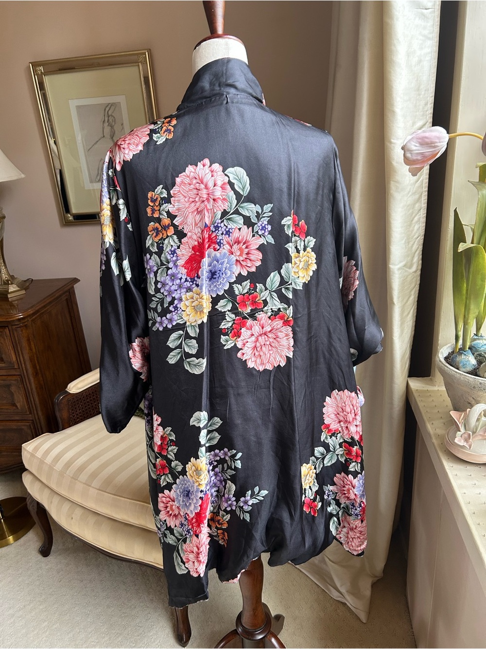 NWOT Johnny Was Velvet/Silk  Embroidered Reversible Kimono - Picture 5 of 7